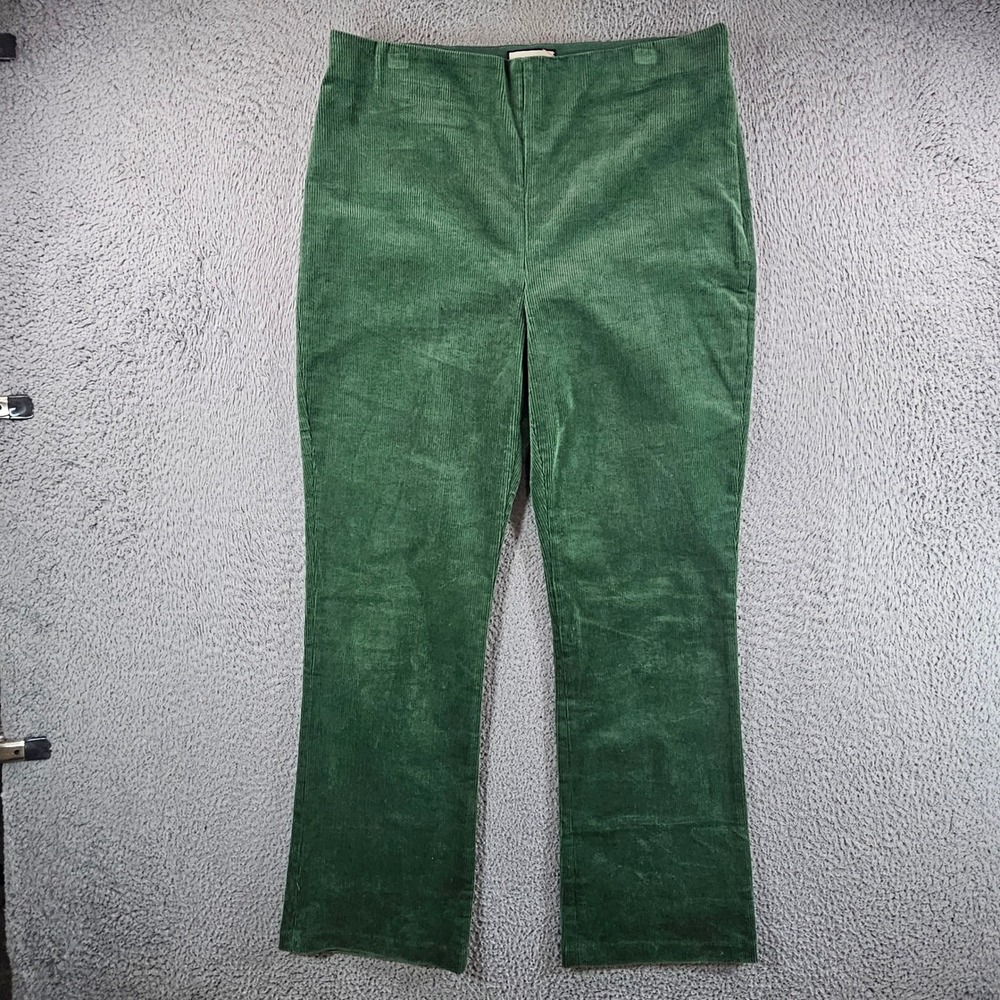 Tuckernuck‎ Green Corduroy Side Zip High Rise Flare Pants Womens XL